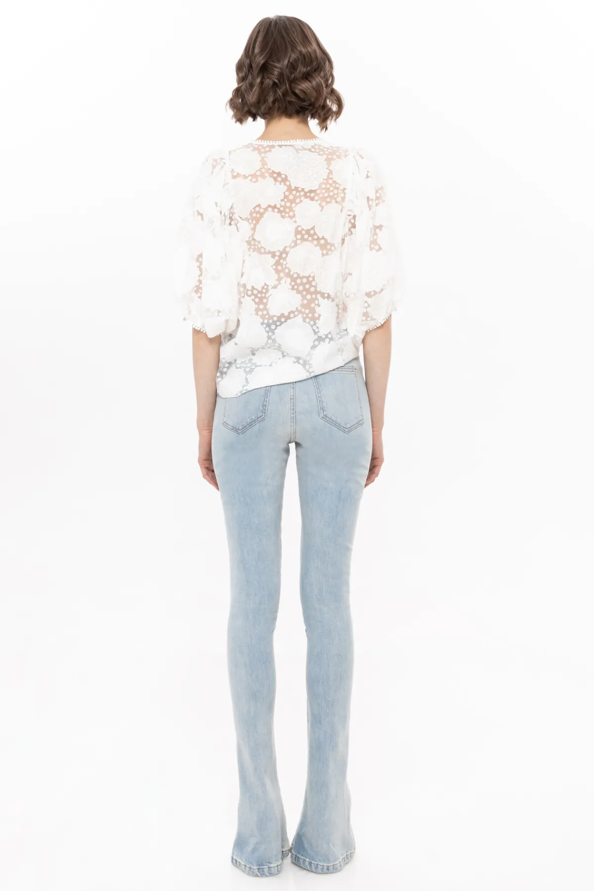 Clearance Puff sleeve organza top Tops