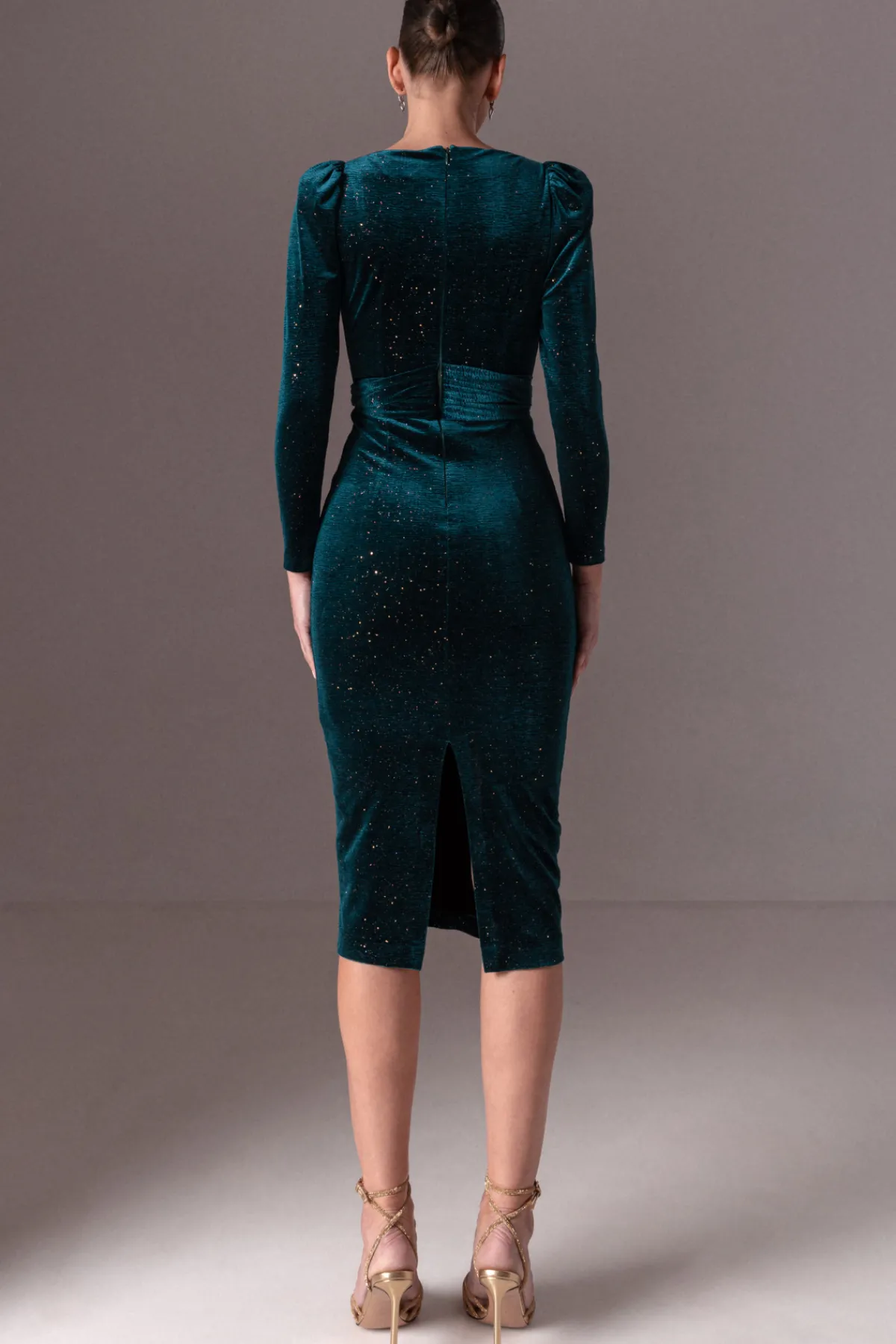 Discount Puff sleeves velvet dress Dresses