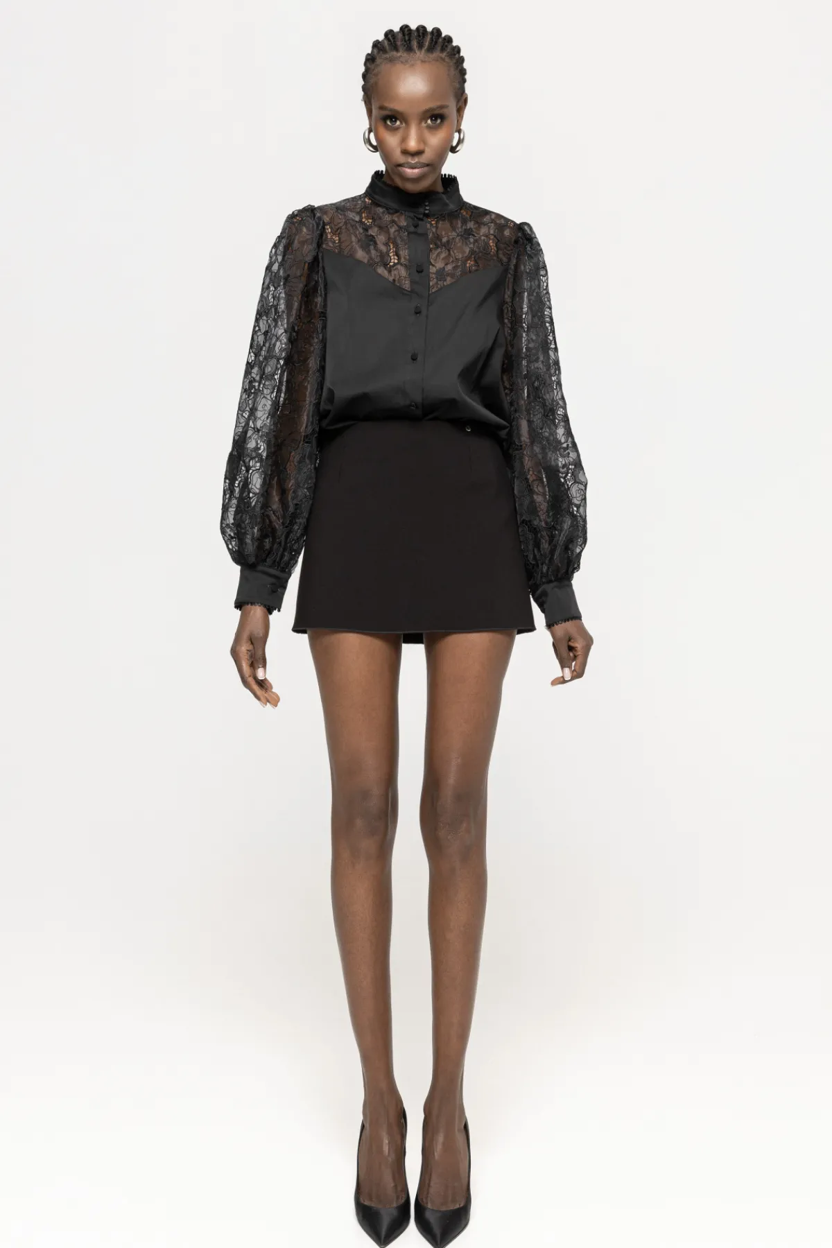 Cheap Puff-sleeve cotton shirt Tops