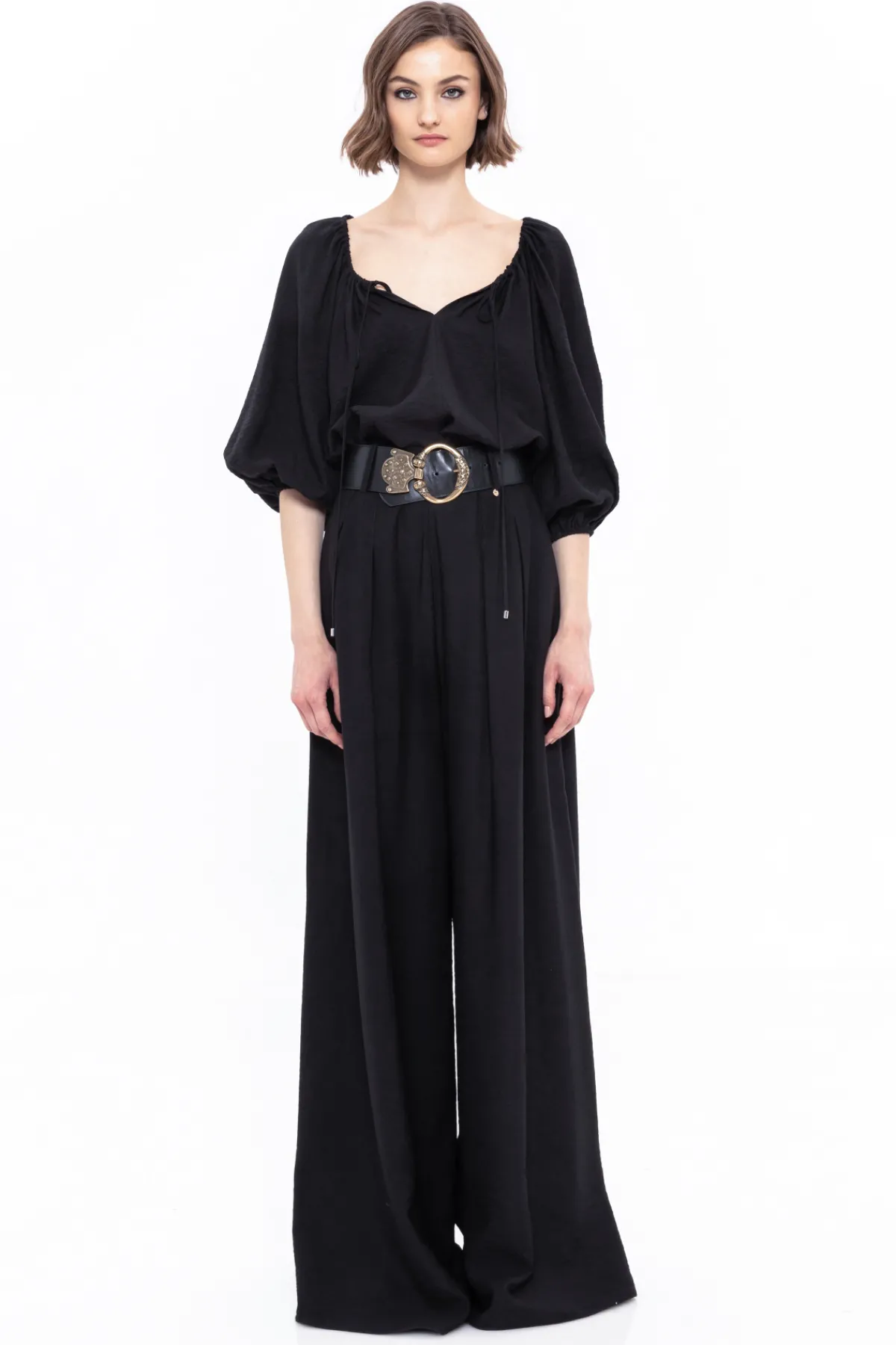 Cheap Puff-sleeve viscose top Tops
