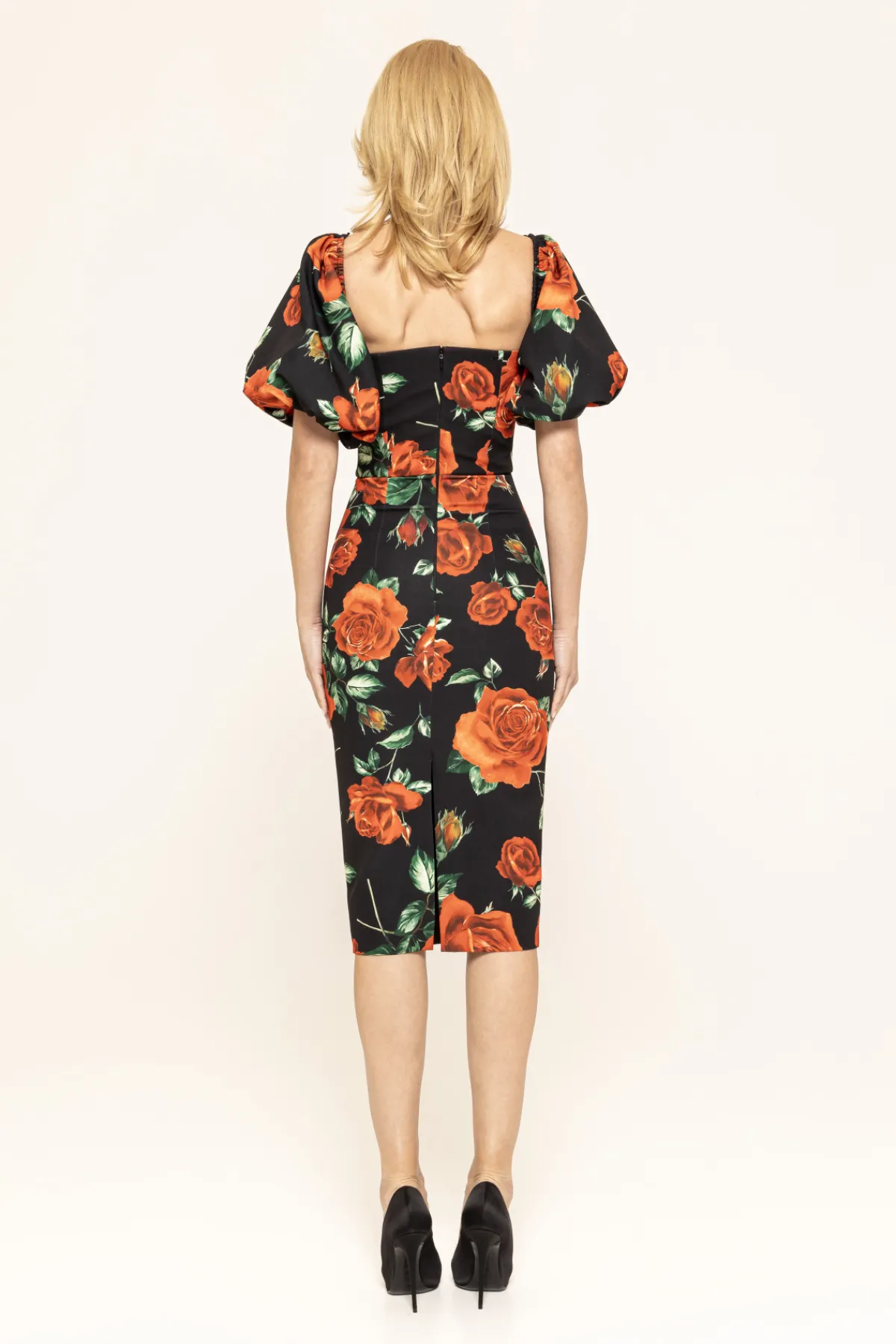 Outlet Puff-sleeved midi dress Dresses