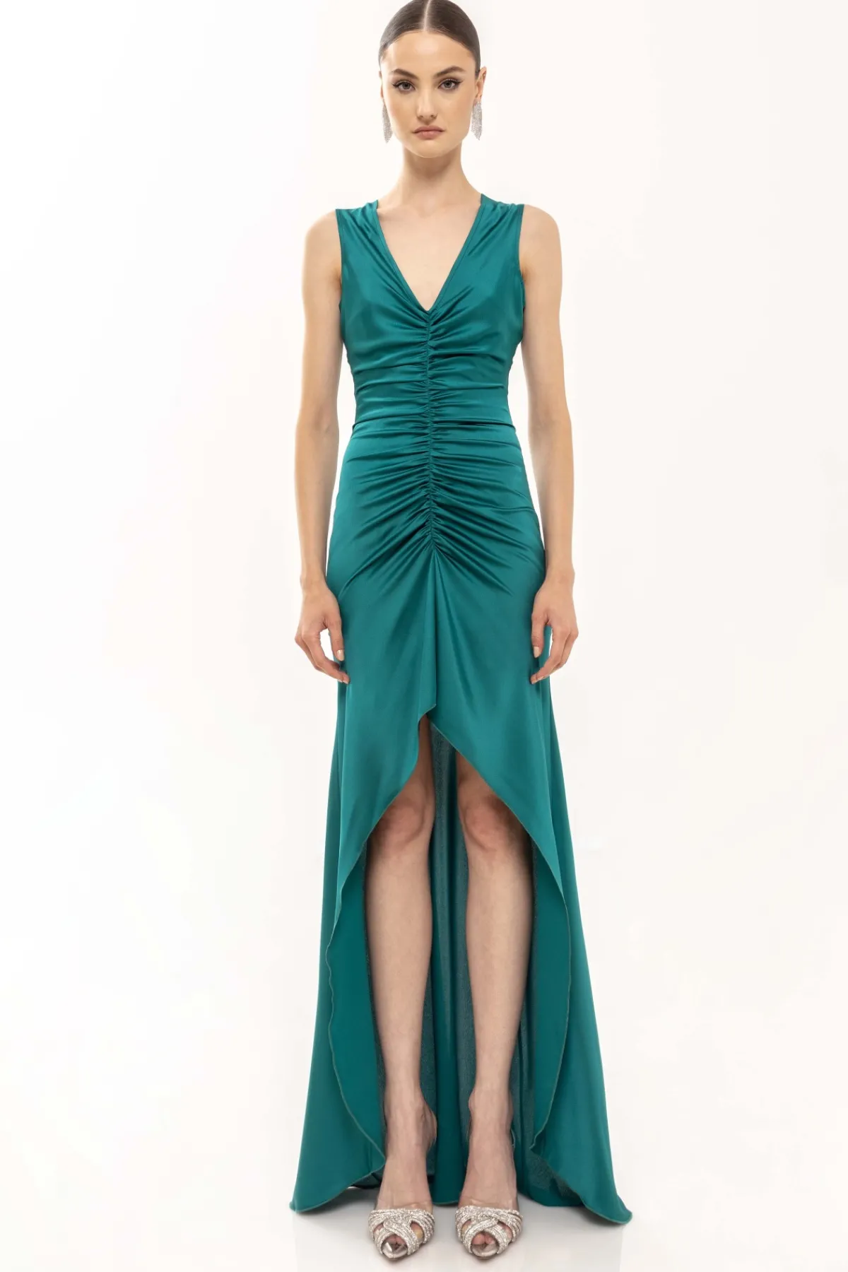 Online Ruched satin dress Dresses