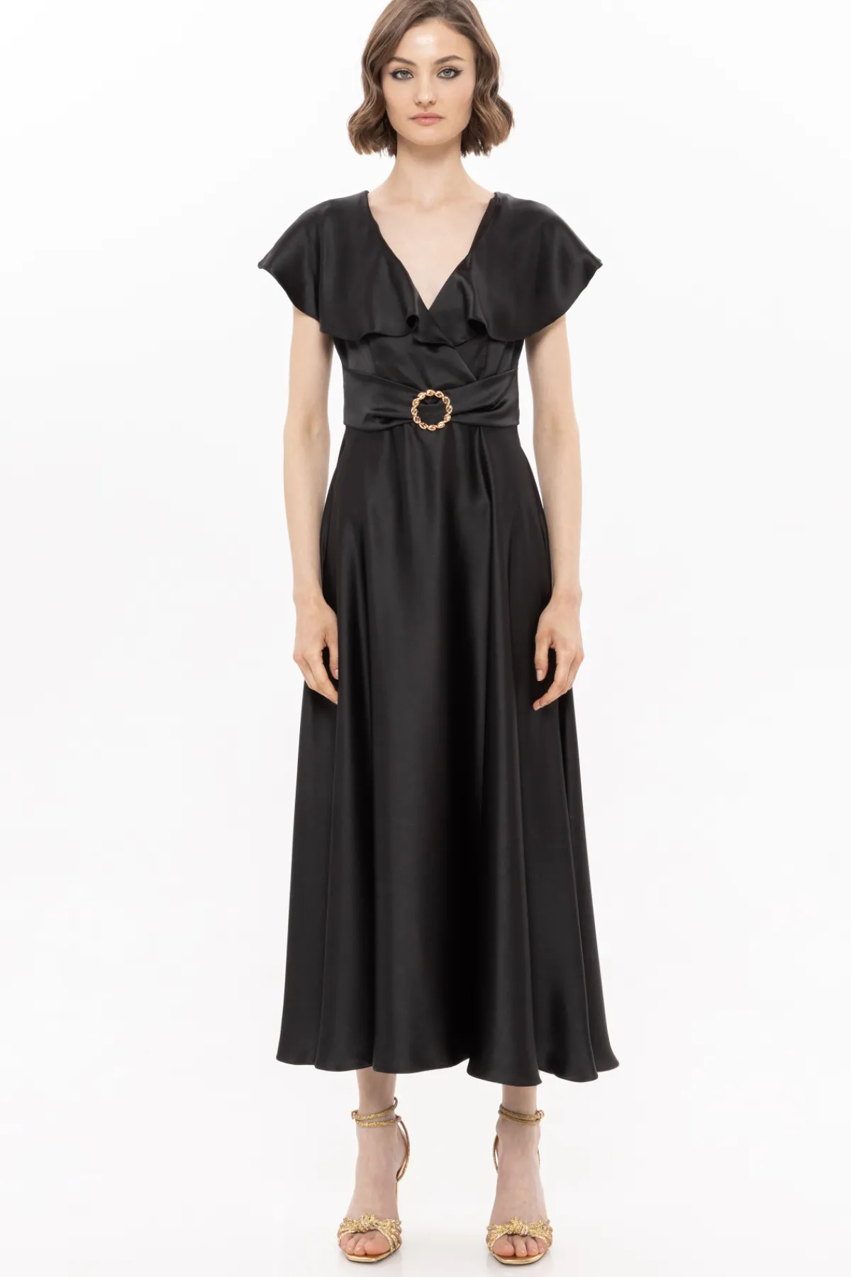 Shop Ruffled satin dress Dresses
