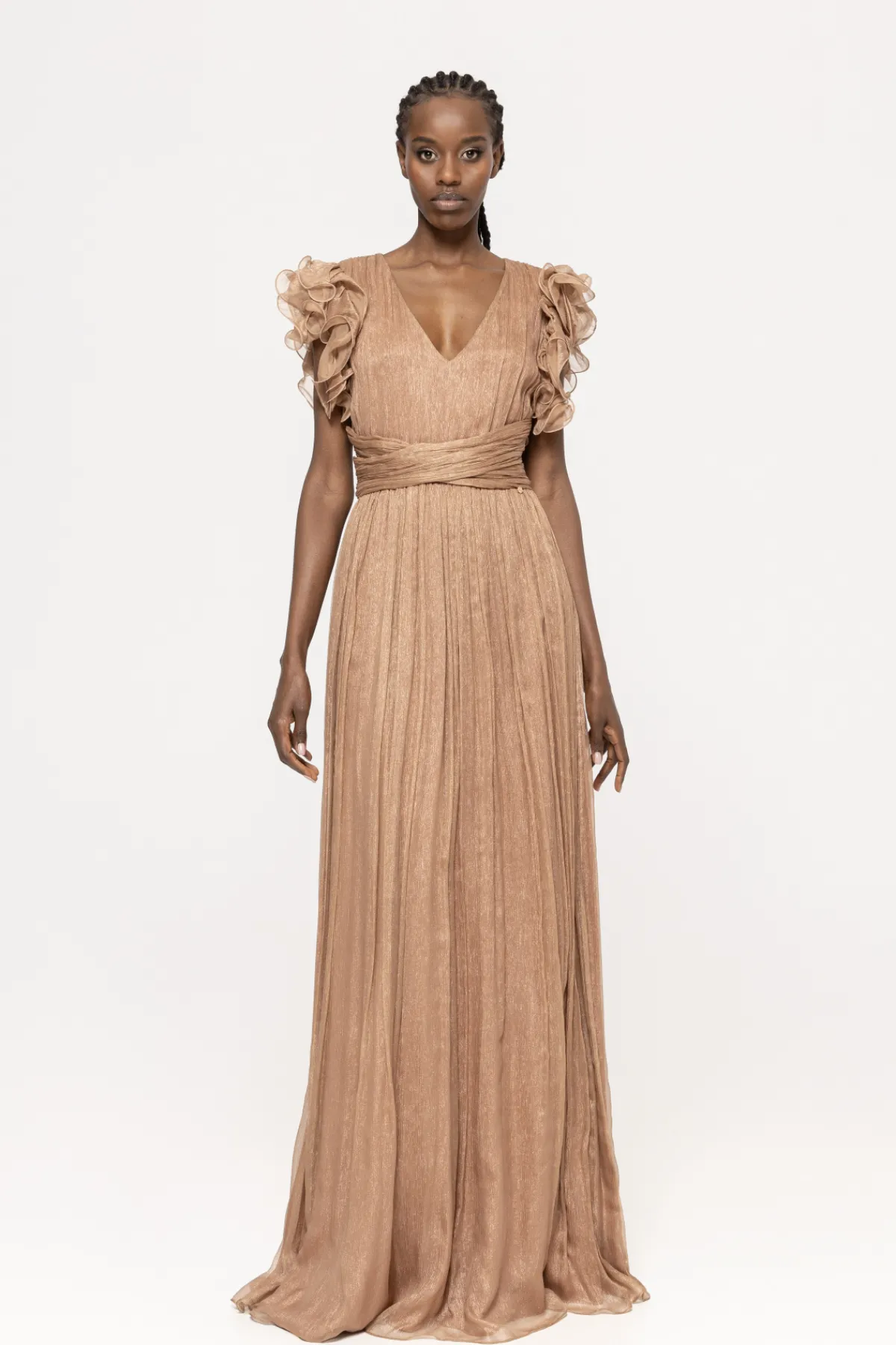 Shop Ruffled silk maxi dress Dresses