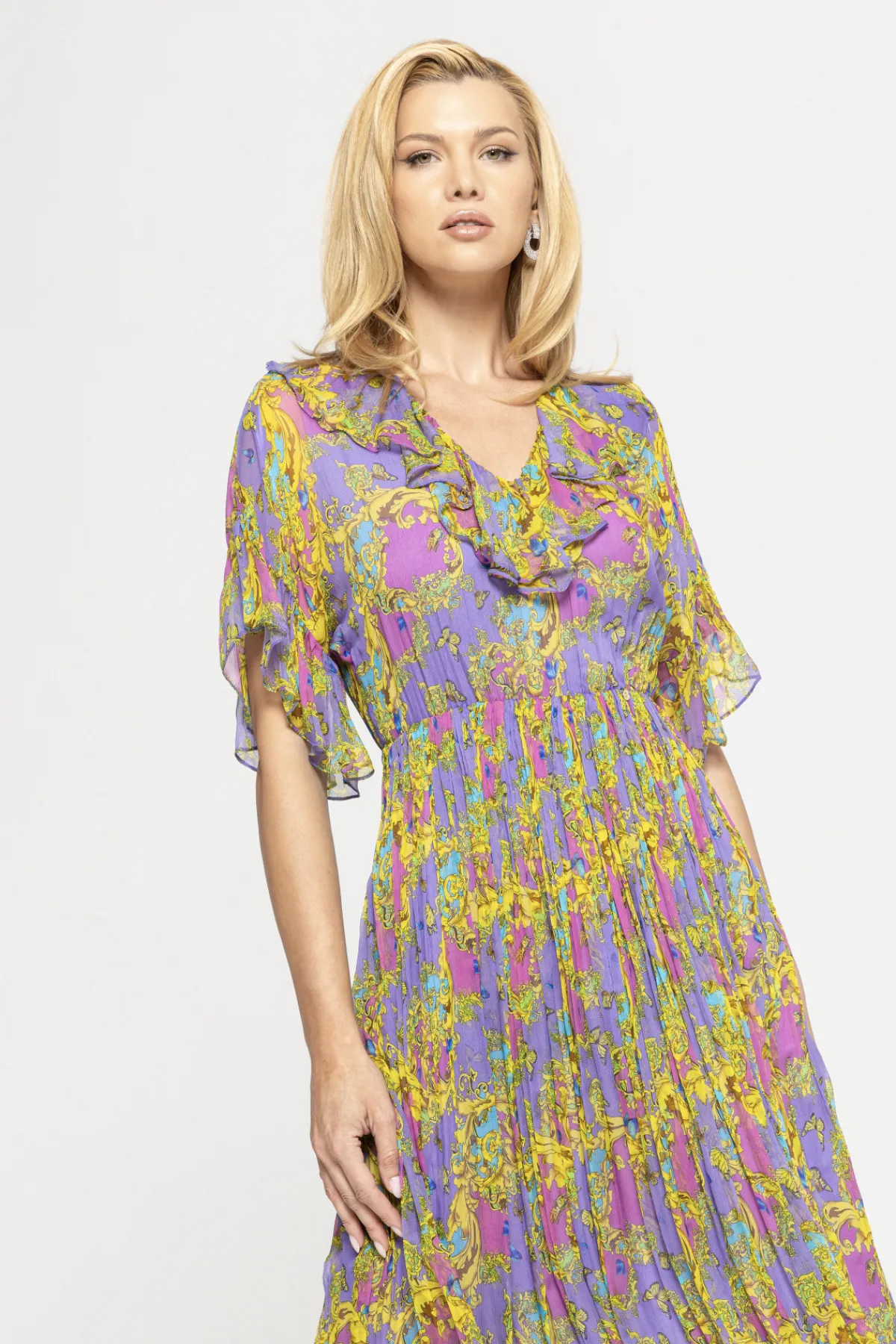 Cheap Ruffled silk midi dress Dresses