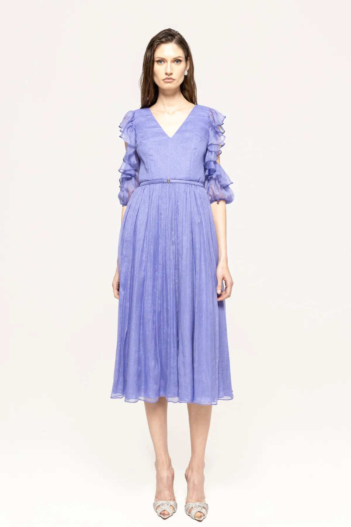 Cheap Ruffled silk midi dress Dresses