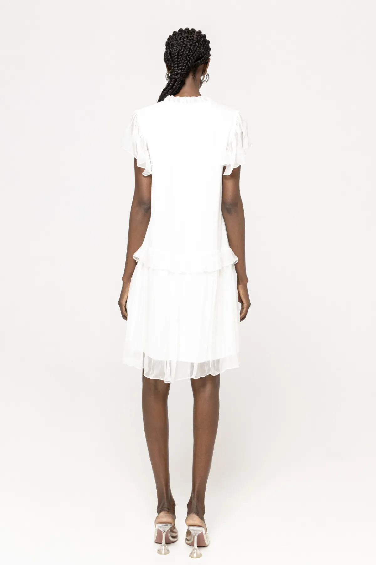 Fashion Ruffled silk midi dress Dresses