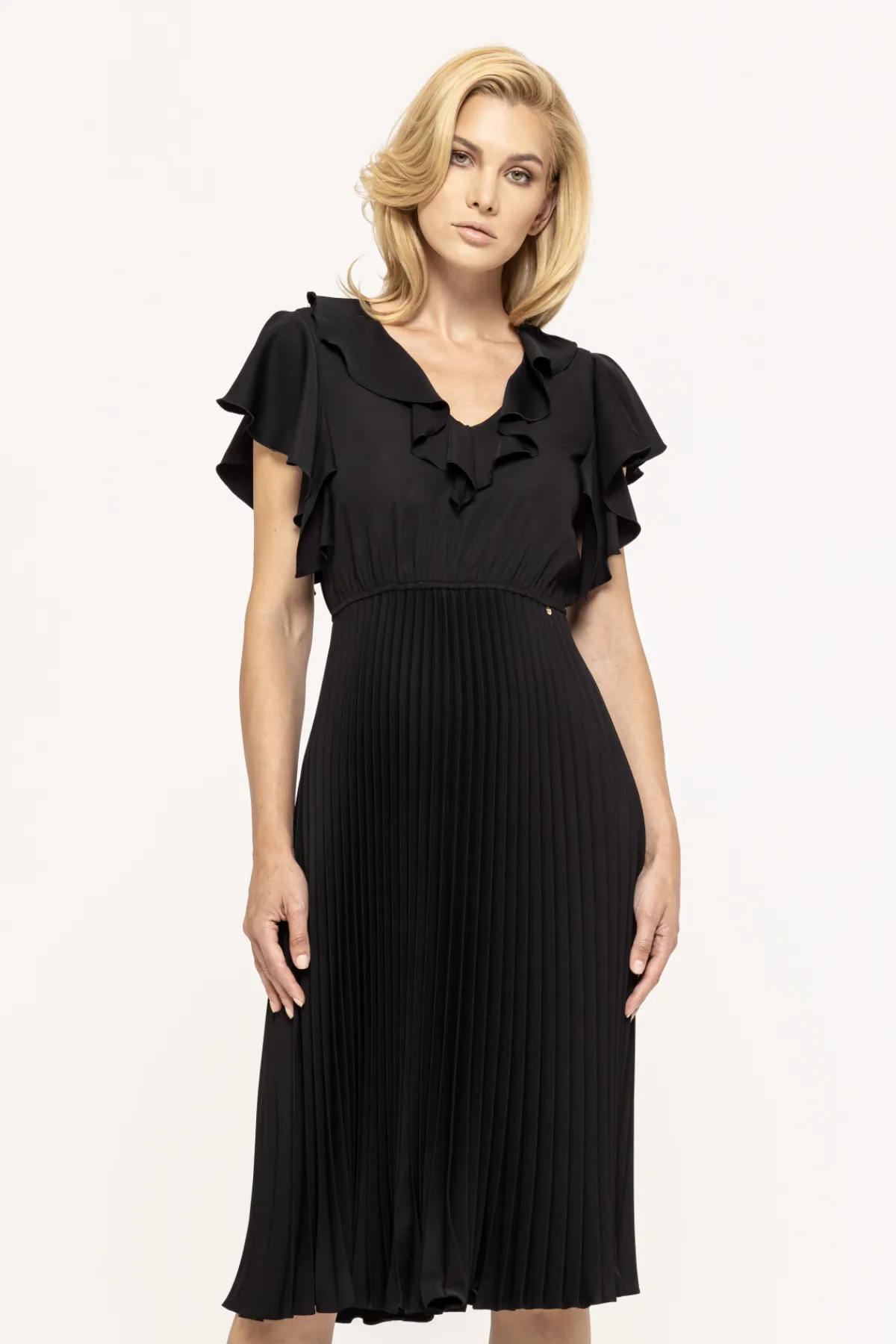 Best Sale Ruffle-trimmed pleated midi dress Dresses