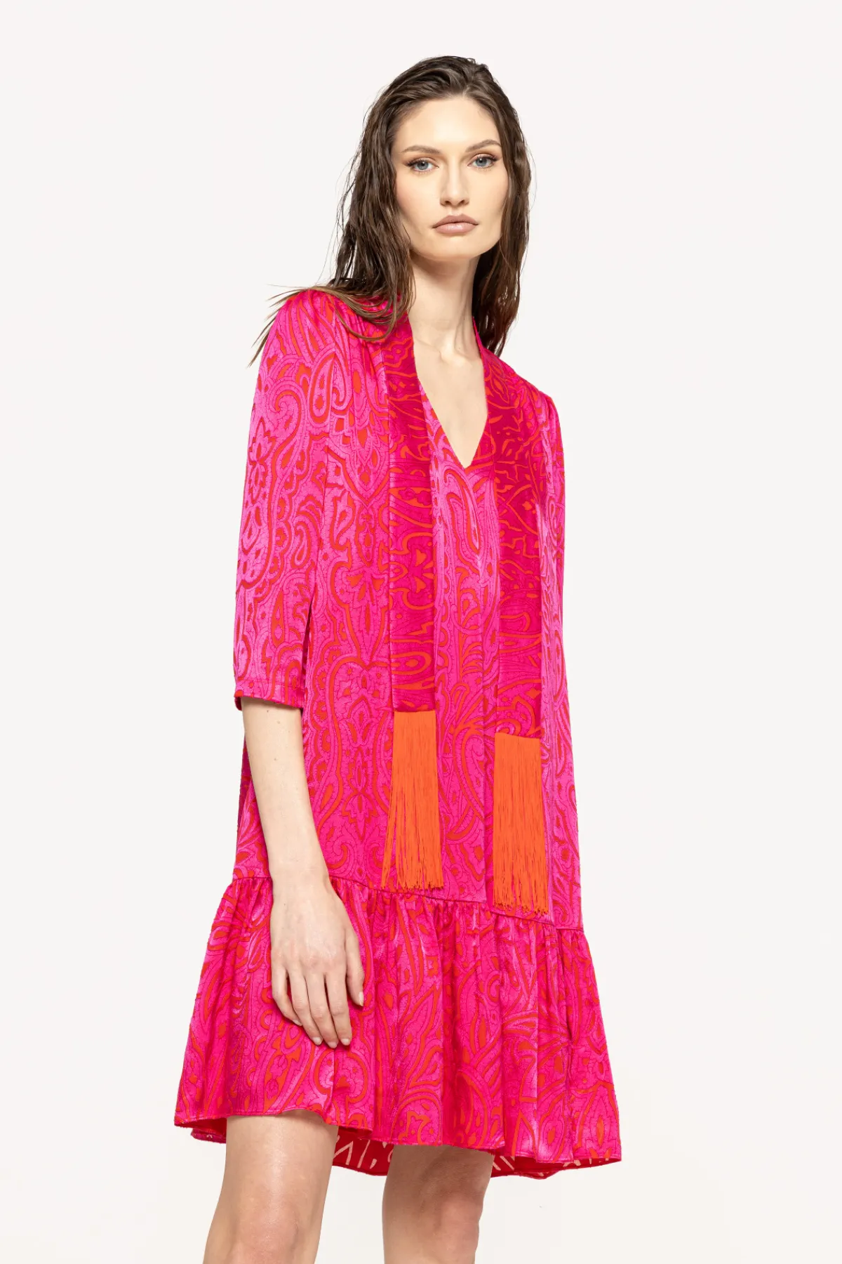 Best Sale Scarf detail viscose midi dress Dresses
