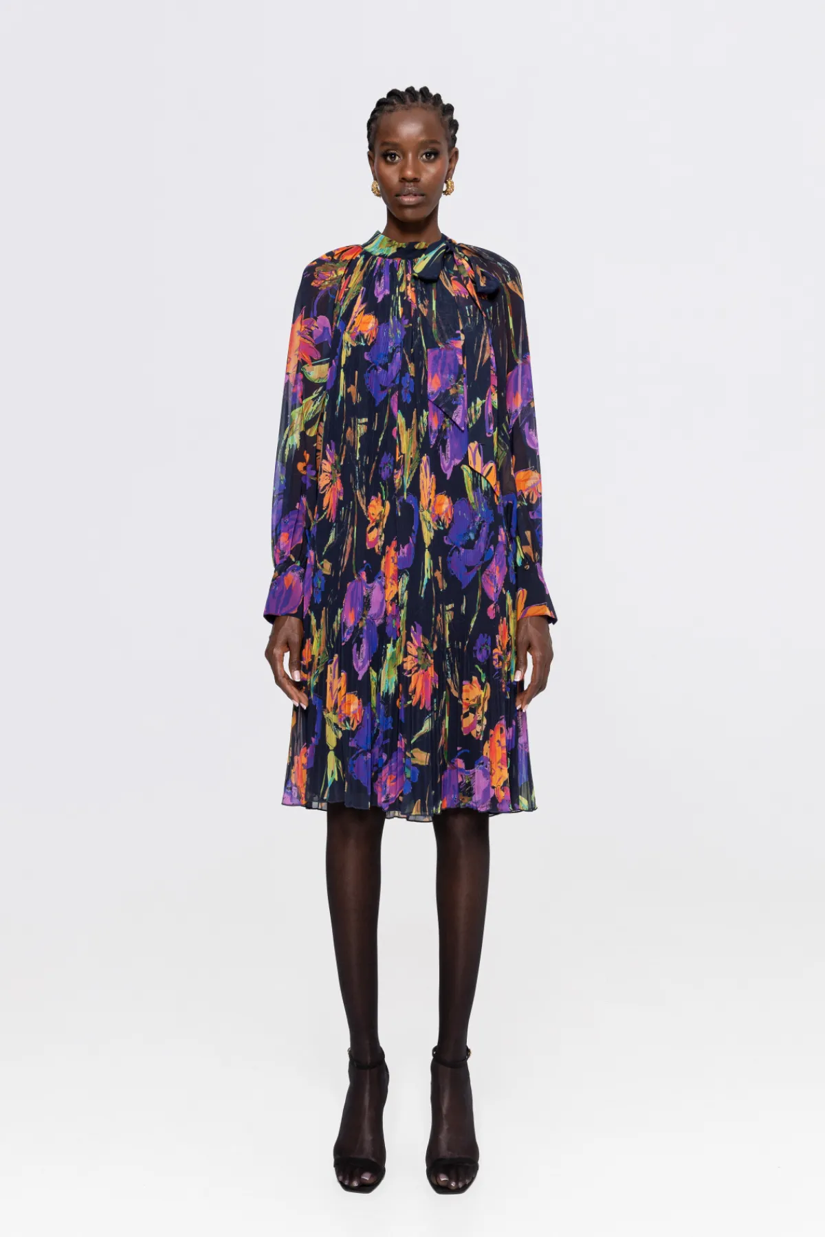 Clearance Scarf-detail chiffon midi dress Dresses