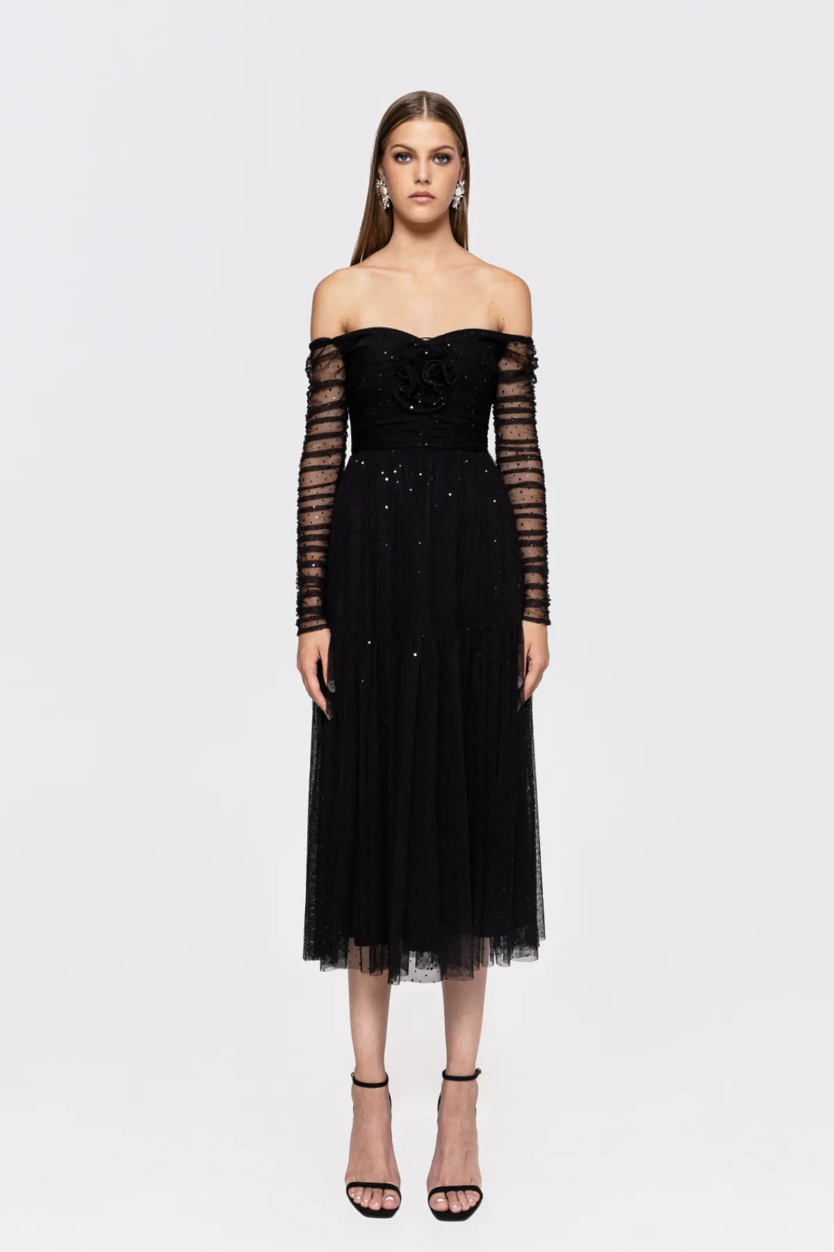 Flash Sale Sequin embellished tulle midi dress Dresses