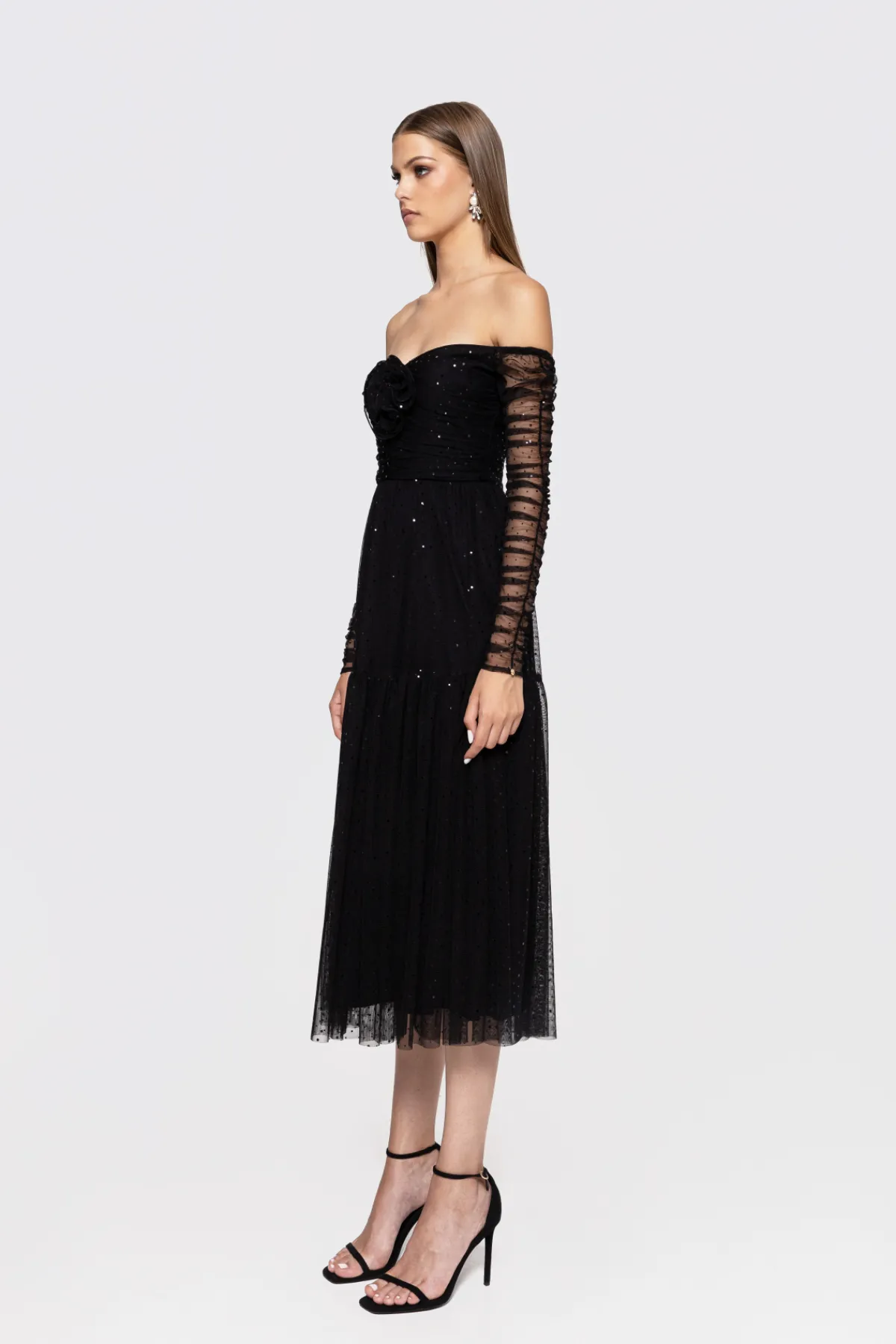 Flash Sale Sequin embellished tulle midi dress Dresses