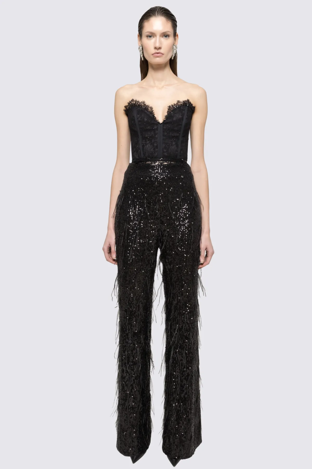 Best Sequin-detail lace crop top Tops