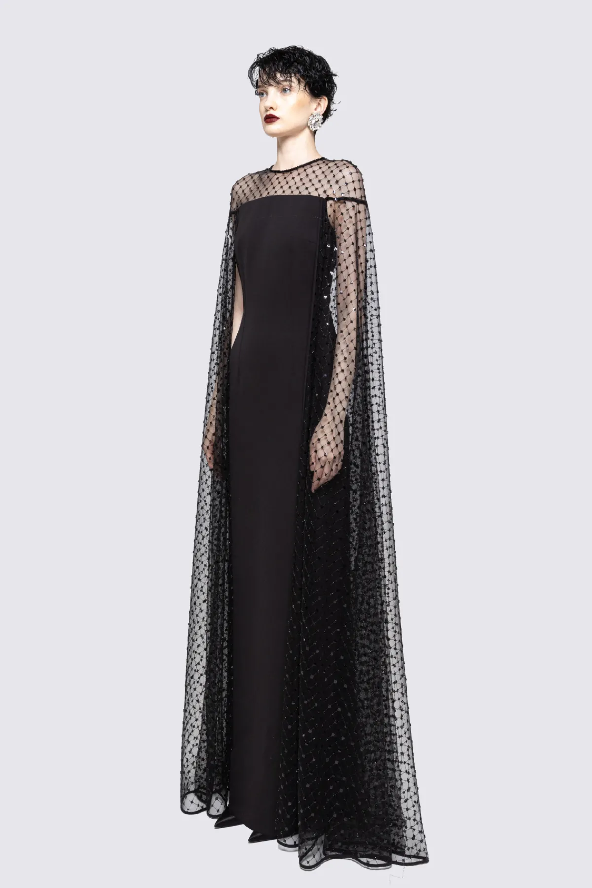 Clearance Sequined cape maxi dress Dresses
