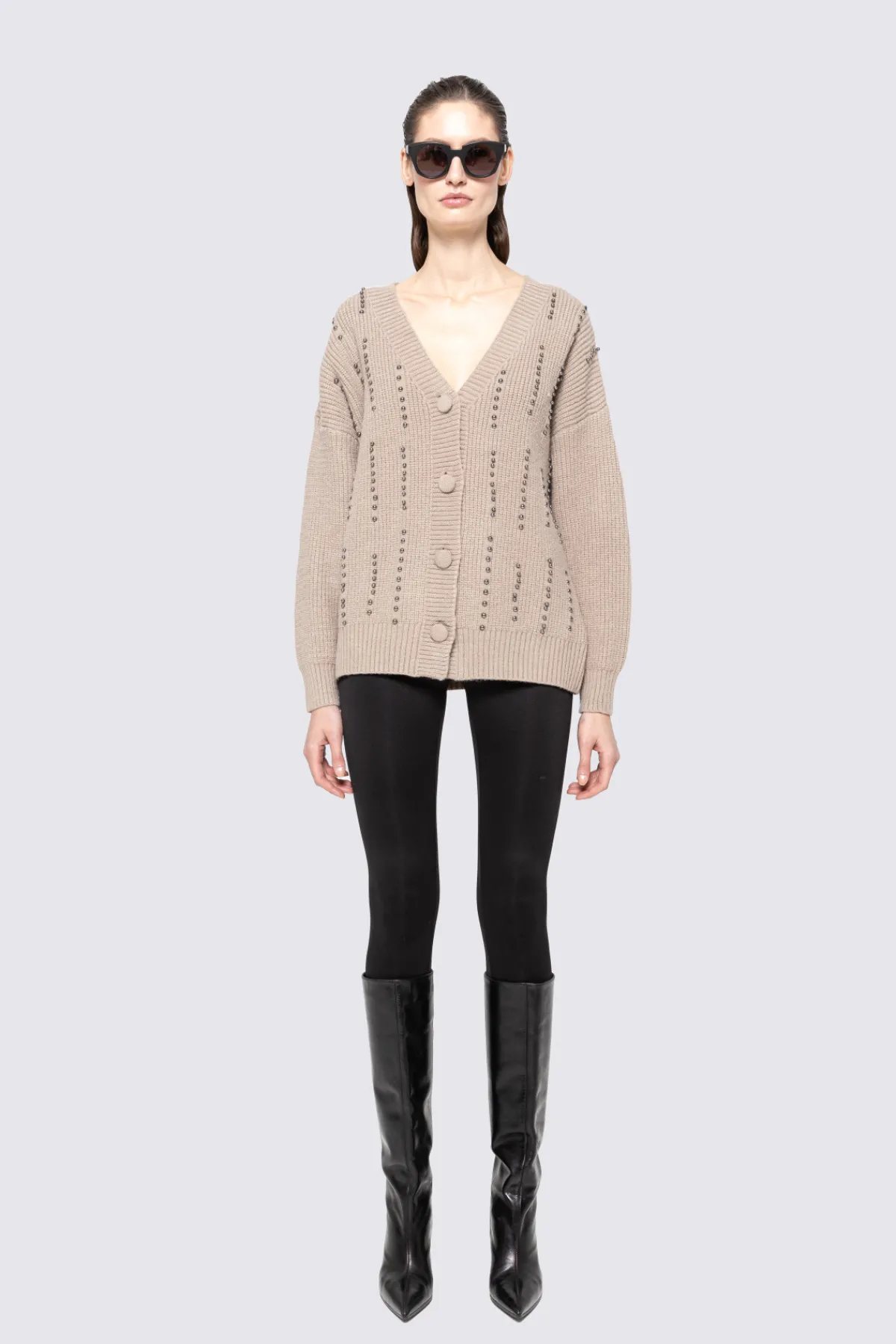 Fashion Studded knitted cardigan Knitwear