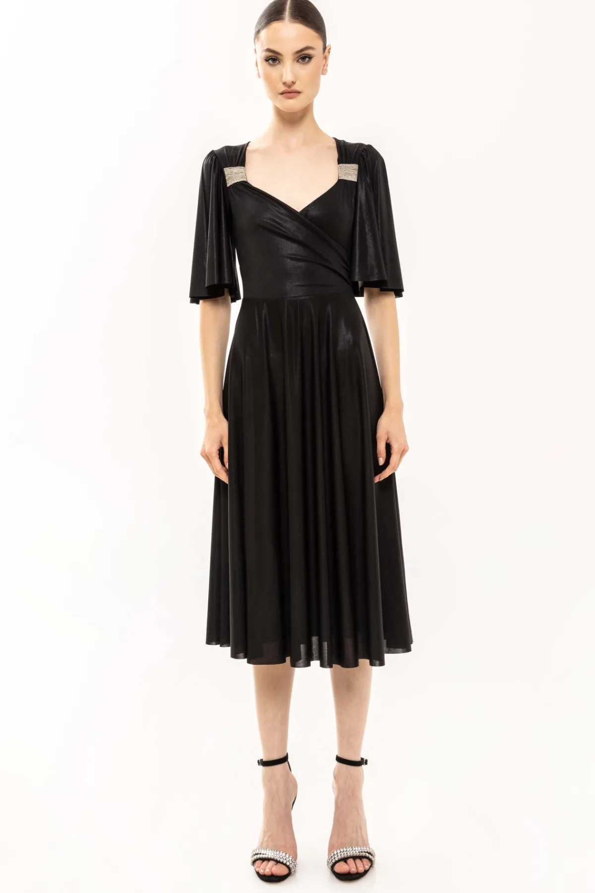 Outlet V-neck lamé dress Dresses