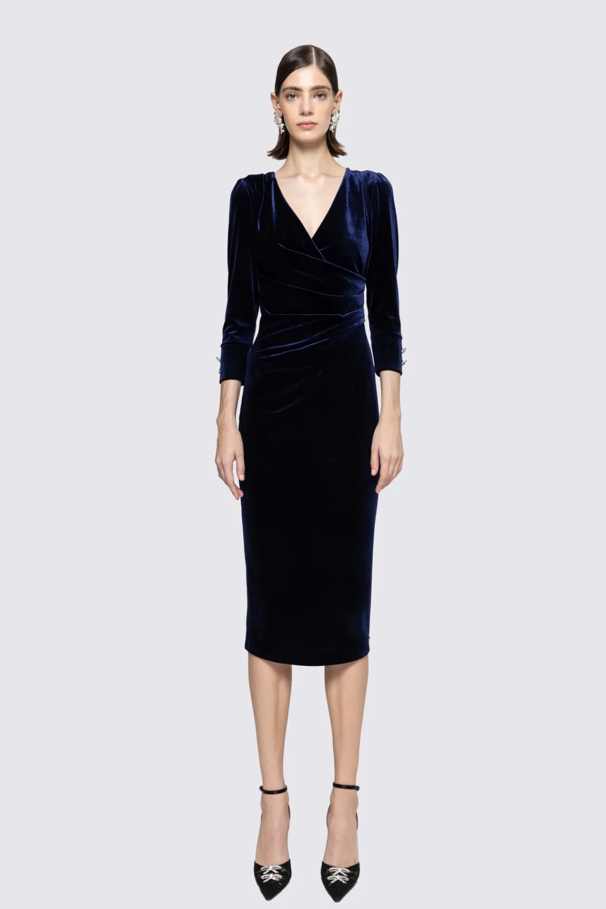 Flash Sale V-neck velvet midi dress Dresses
