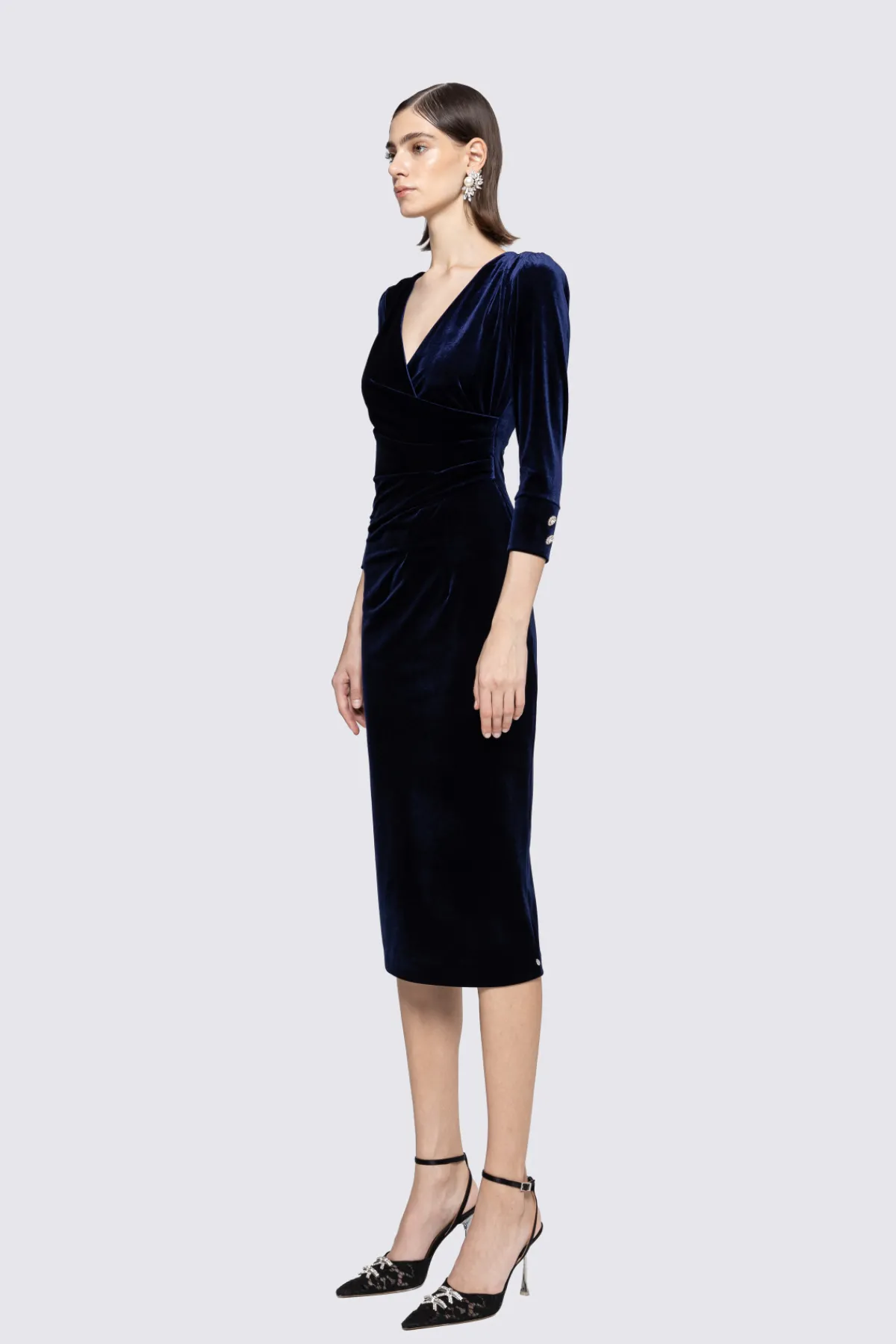 Flash Sale V-neck velvet midi dress Dresses