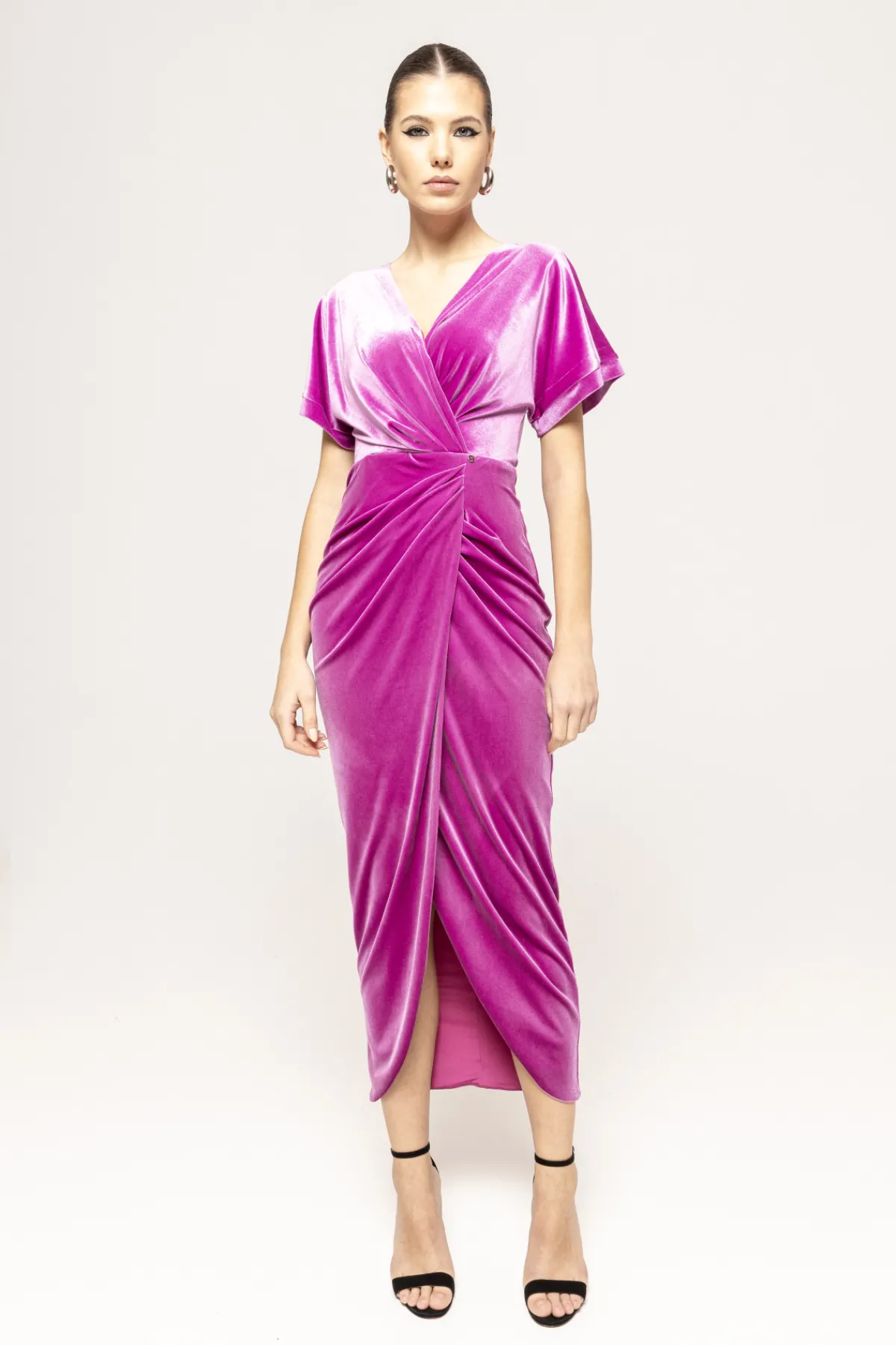 Cheap Wrap velvet midi dress Dresses
