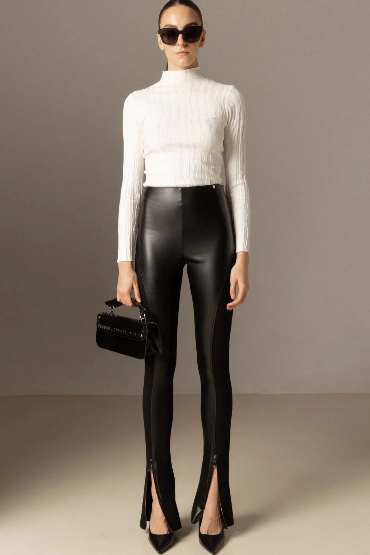 Sale Zip-detailed pants Leather | Pants